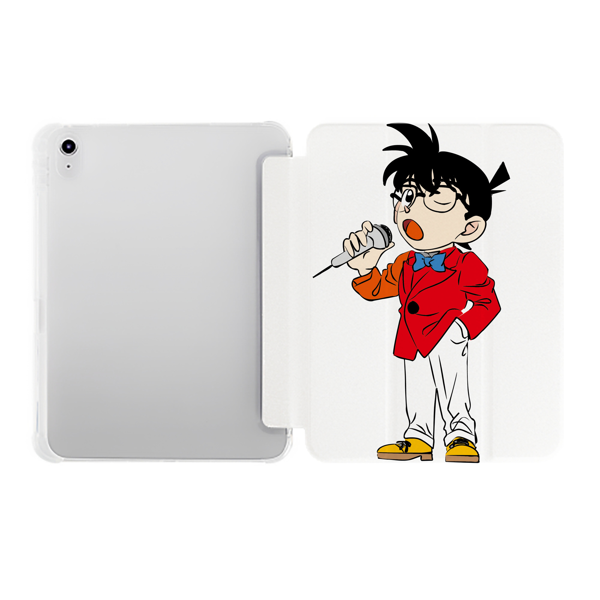 （画像用） 名探偵コナン 江戸川 コナン Detective Conan Conan Edogawa IPad ケース ペン収納付き 三つ折りスタンド PUレザー×シリコン 対応機種9.5/10.5/10.9インチ